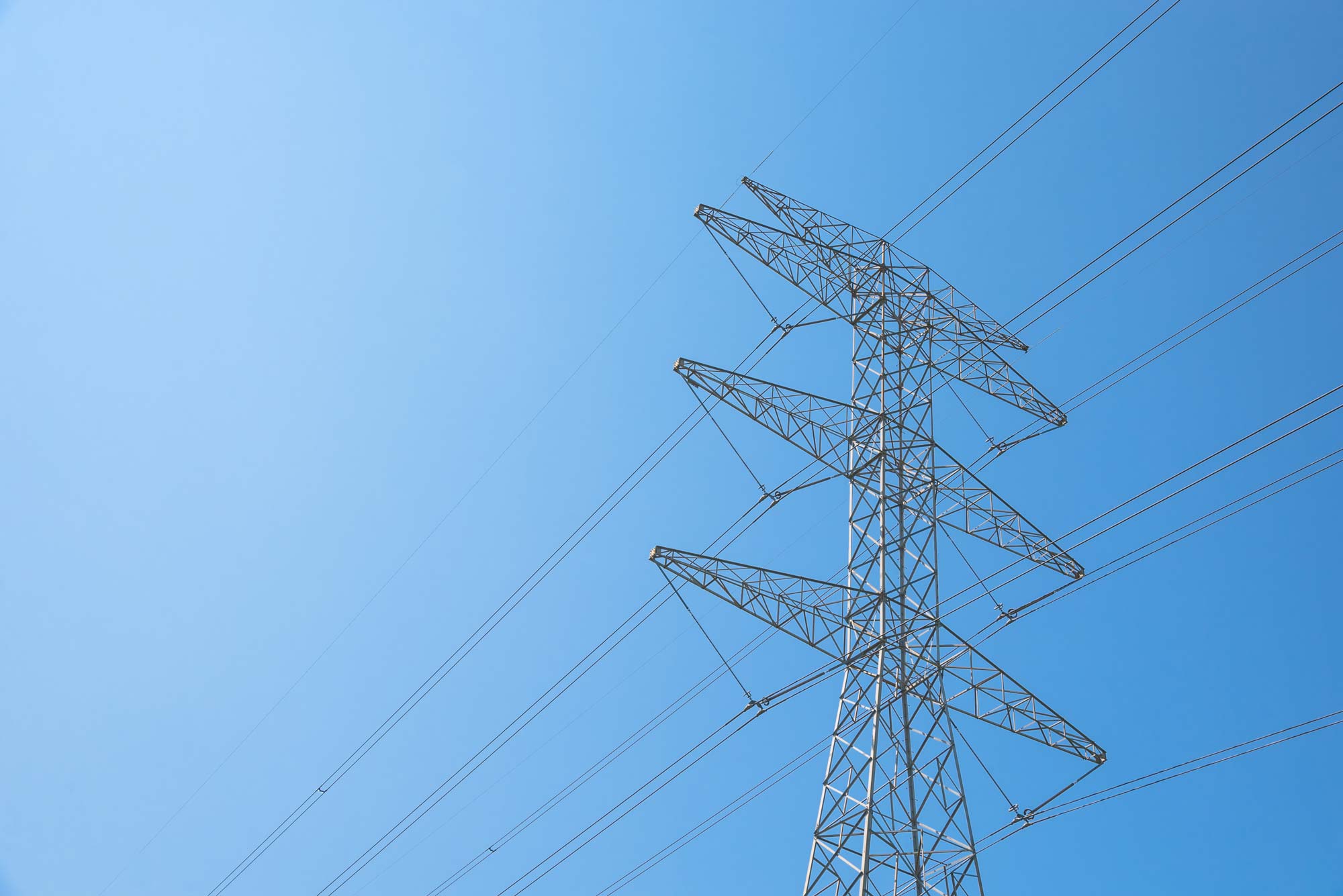 Electrical transmission tower with clear skies